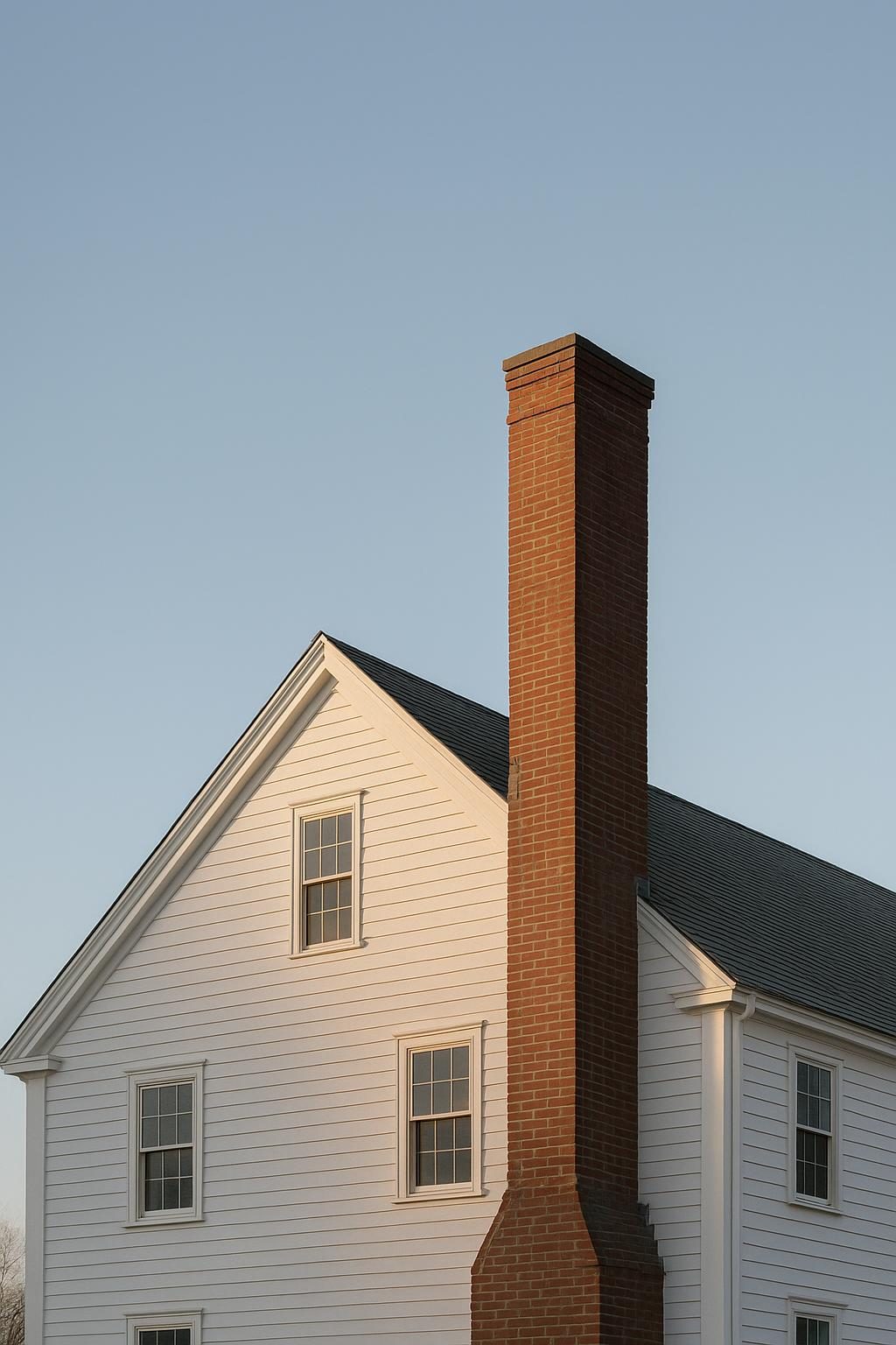Brick chimney on a colonial house (illustration)